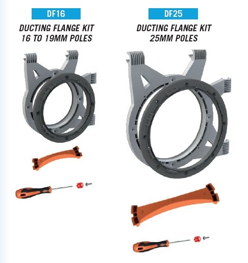 Secret Jardin Ducting Flange Kit für 25mm Stangen inkl Cuttingtool